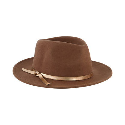 Fedora Hat, Wool Felt Wide Brim Rancher Hat, Brown