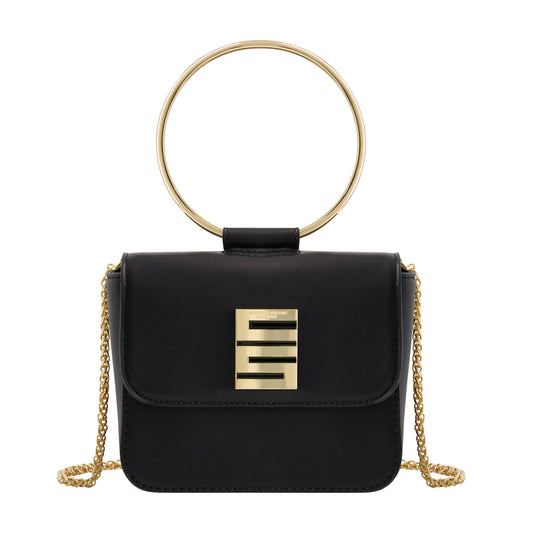 Christian Siriano New York Ring Handle Mini Flap Crossbody, Black