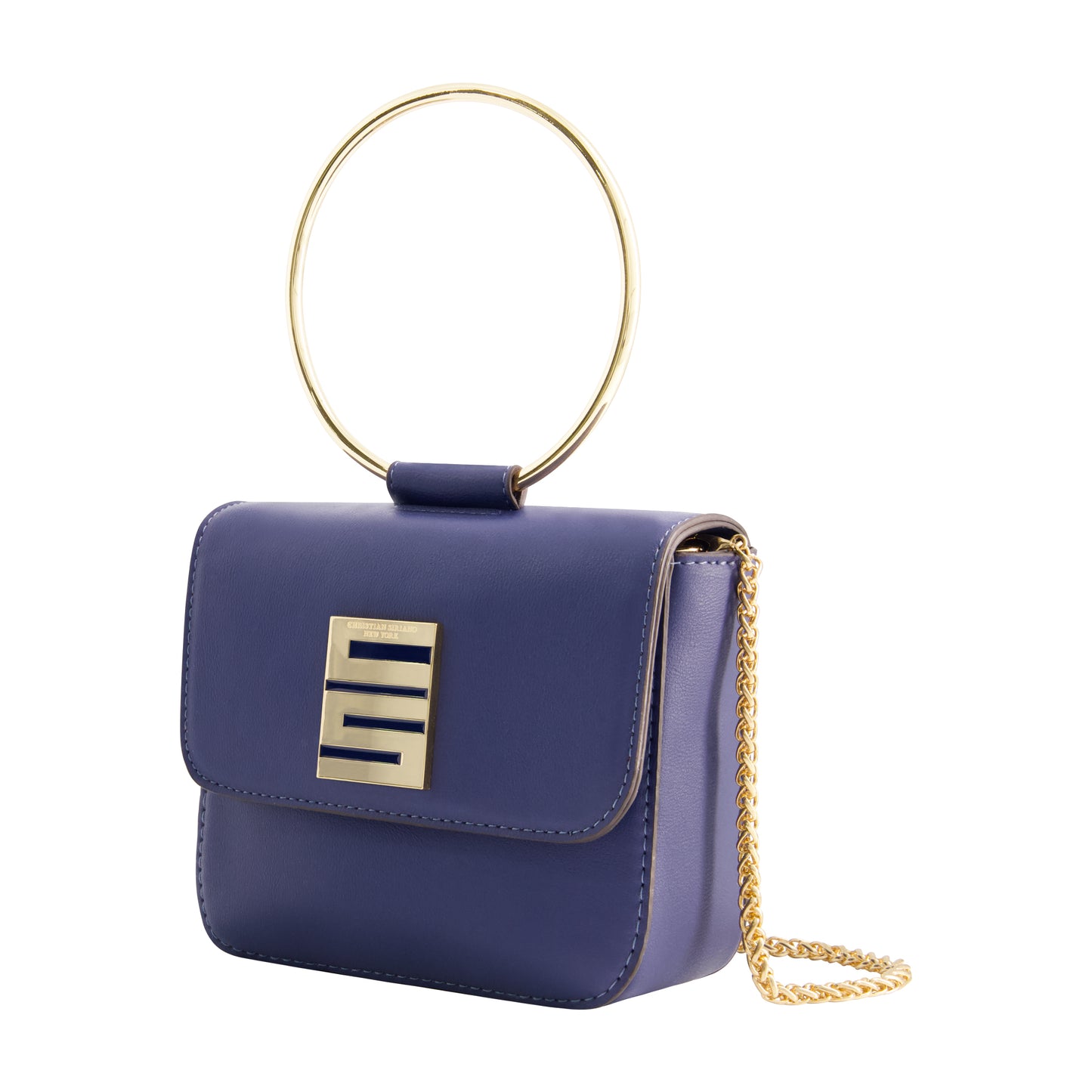 Christian Siriano New York Ring Handle Mini Flap Crossbody, Blue