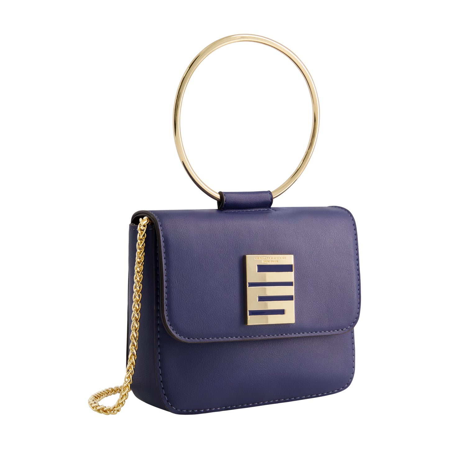 Christian Siriano New York Ring Handle Mini Flap Crossbody, Blue