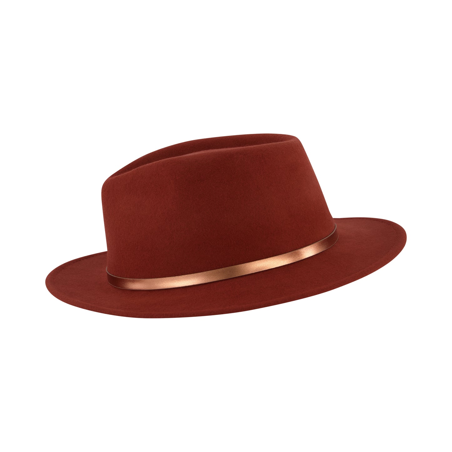 Fedora Hat, Wool Felt Wide Brim Rancher Hat, Rust