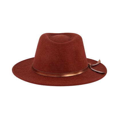 Fedora Hat, Wool Felt Wide Brim Rancher Hat, Rust