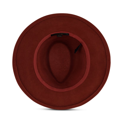 Fedora Hat, Wool Felt Wide Brim Rancher Hat, Rust