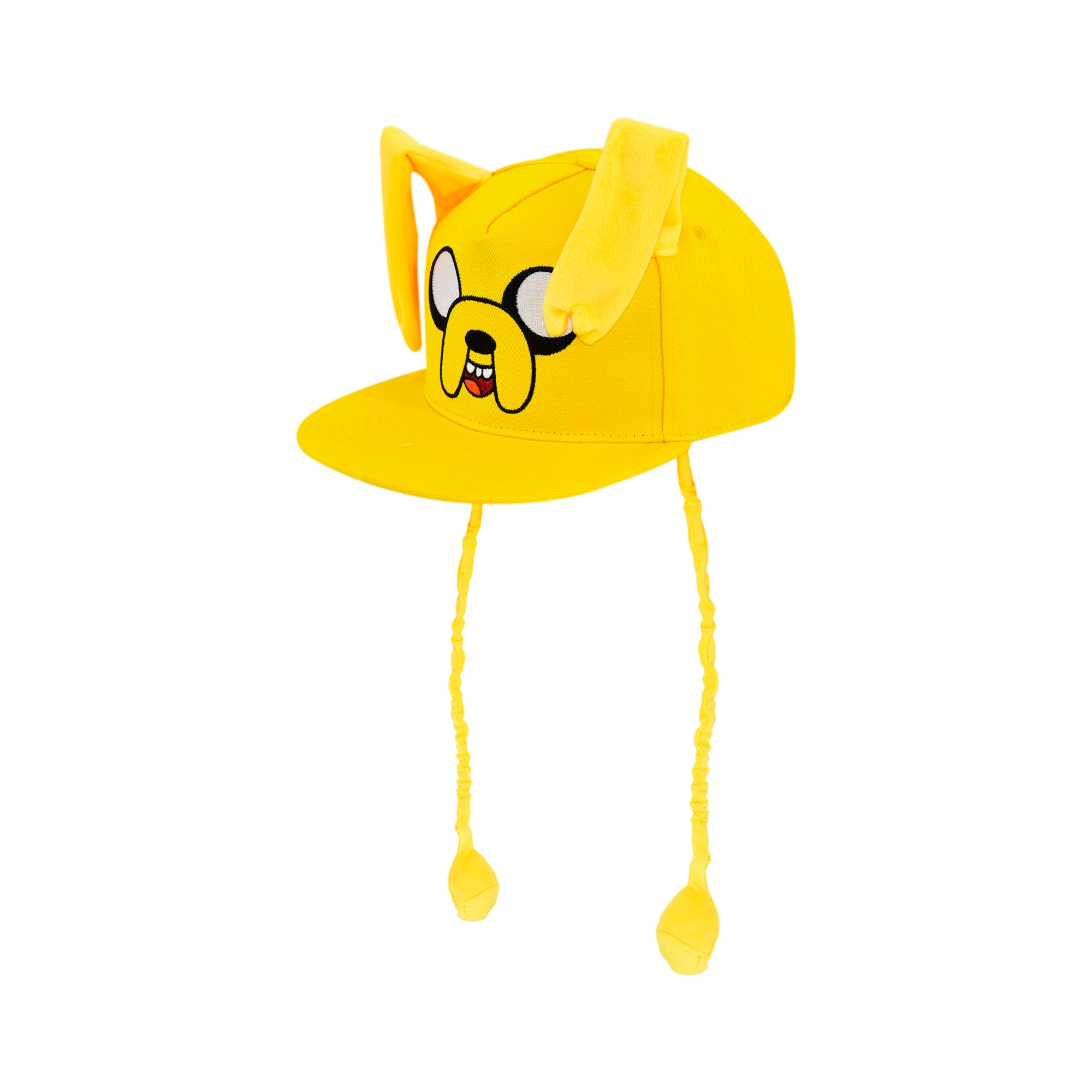 Adventure Time Jake 3D Ear Plush Flat Brim Hat with Tassel Braids – Kids Character Cap