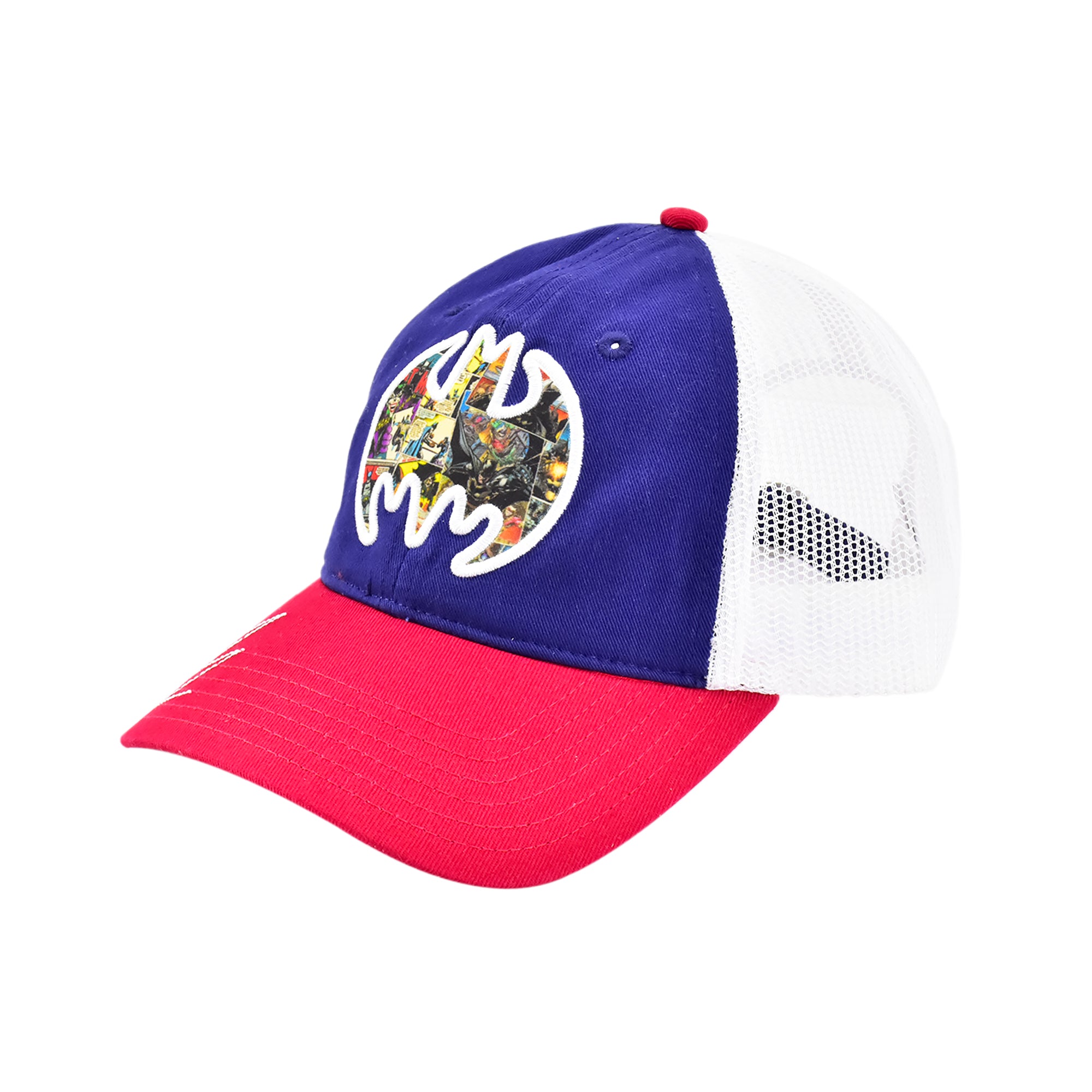 DC Comics Batman Comic Collage Logo Trucker Hat – Adjustable Mesh Back Cap