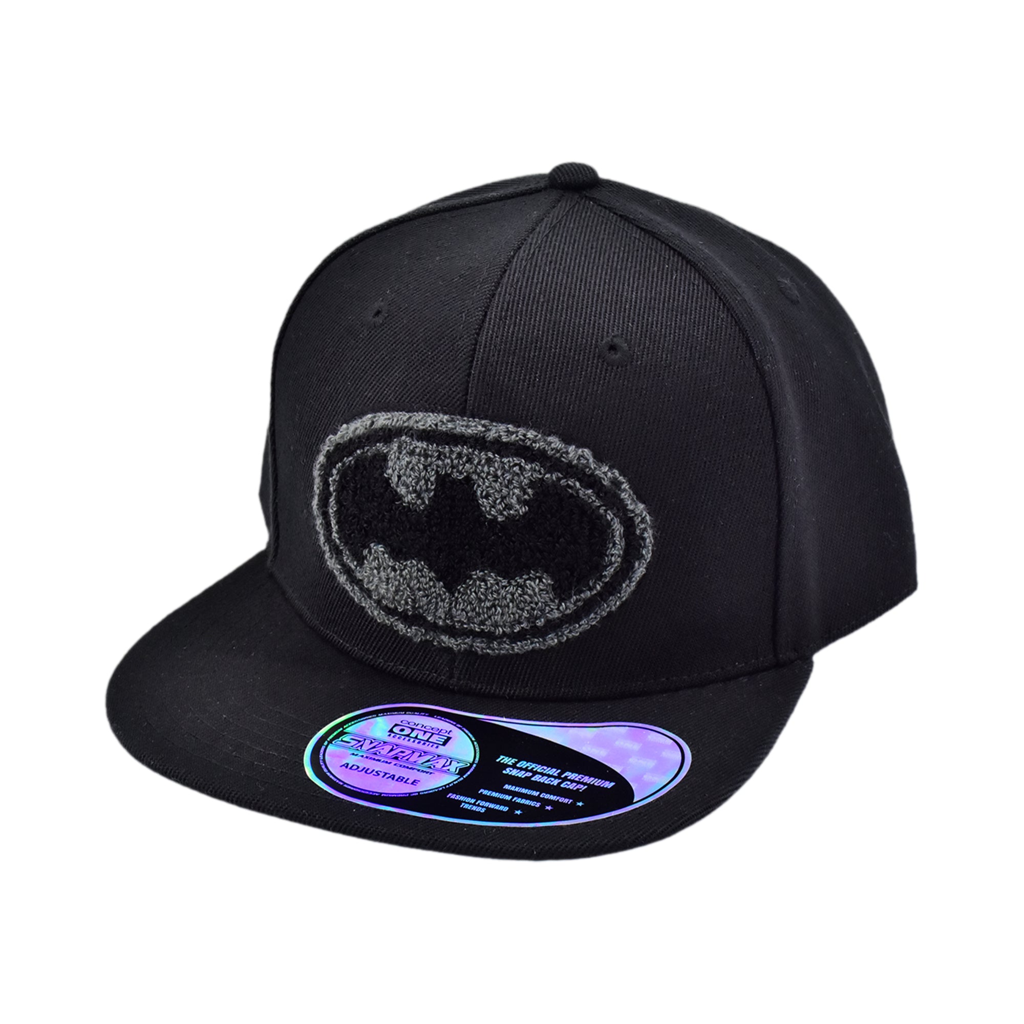 DC Comics Batman Flat Brim Snapback Hat – Tonal Logo Embroidered Cap, Adjustable Adult Fit