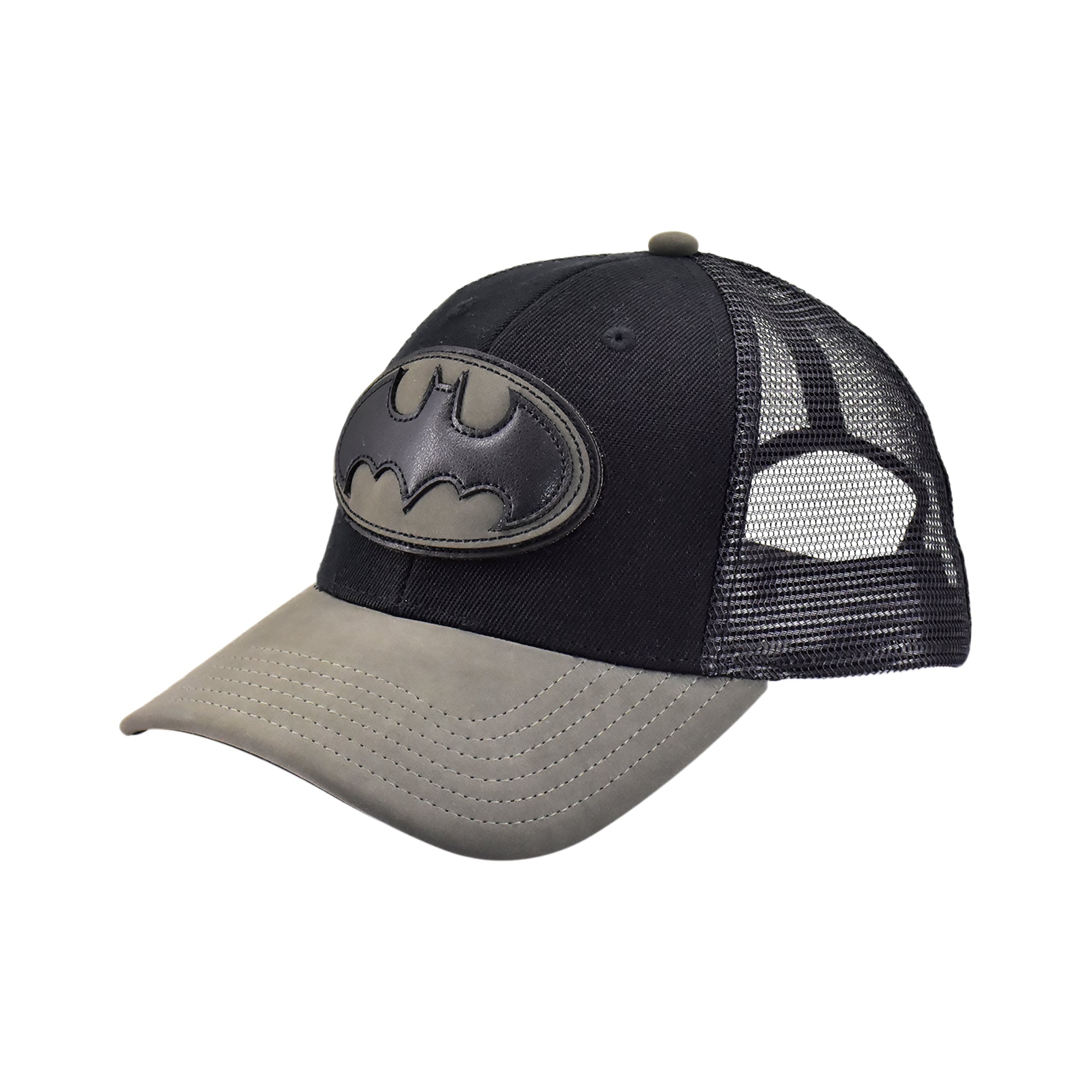 DC Comics Batman Trucker Hat – Tonal Logo Patch Mesh Back Cap, Adjustable Snapback Adult Fit