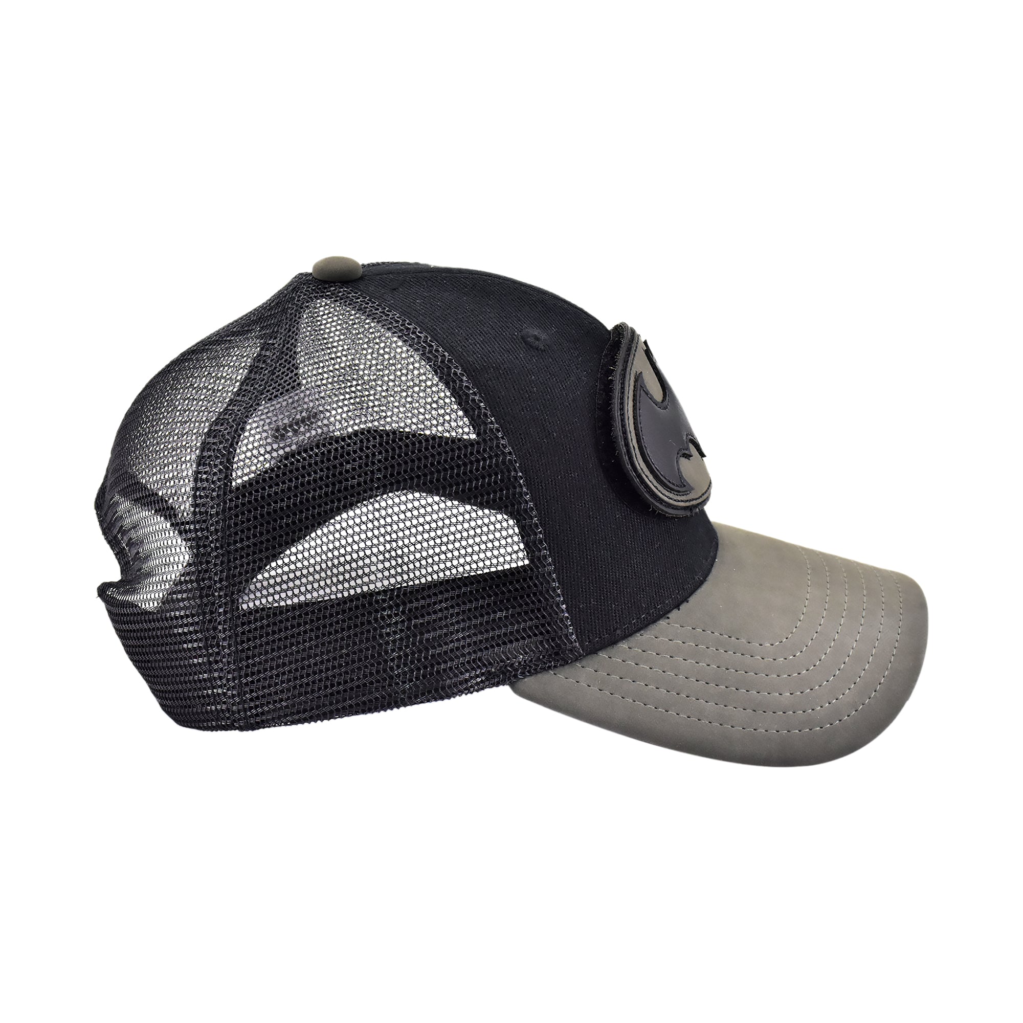 DC Comics Batman Trucker Hat – Tonal Logo Patch Mesh Back Cap, Adjustable Snapback Adult Fit