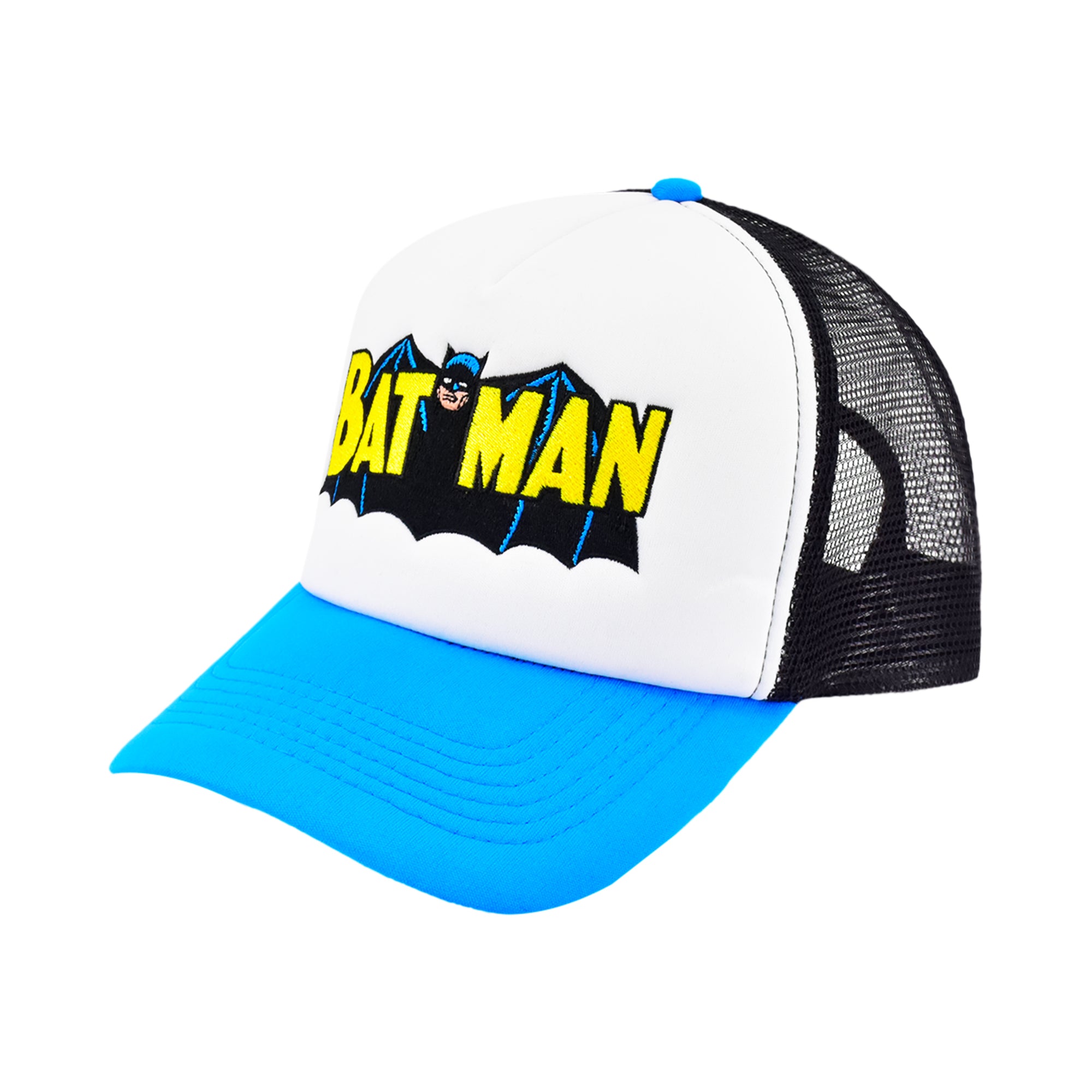 Batman Retro Logo Trucker Hat – DC Comics Mesh Snapback Cap