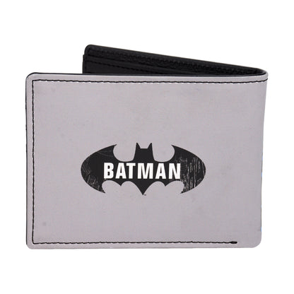 DC Comics Batman Face Print Bifold Wallet in a Decorative Tin Case Multi, Unisex