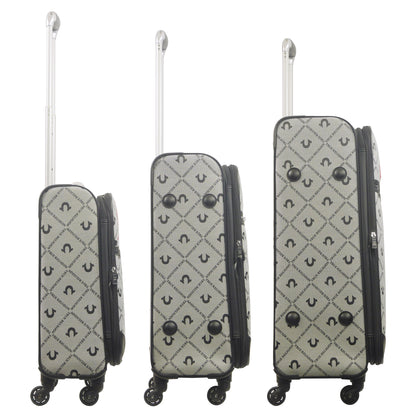 True Religion Soft Sided 3 pc spinner Luggage Set, BLACK
