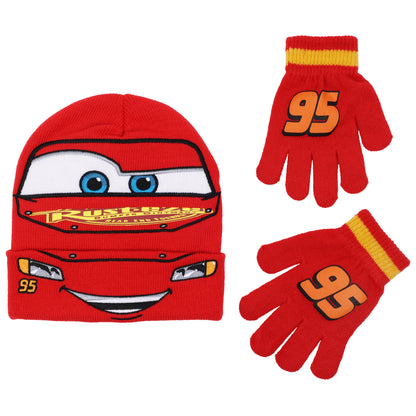 Disney Pixar Cars Lightning McQueen Kids Beanie & Gloves Set