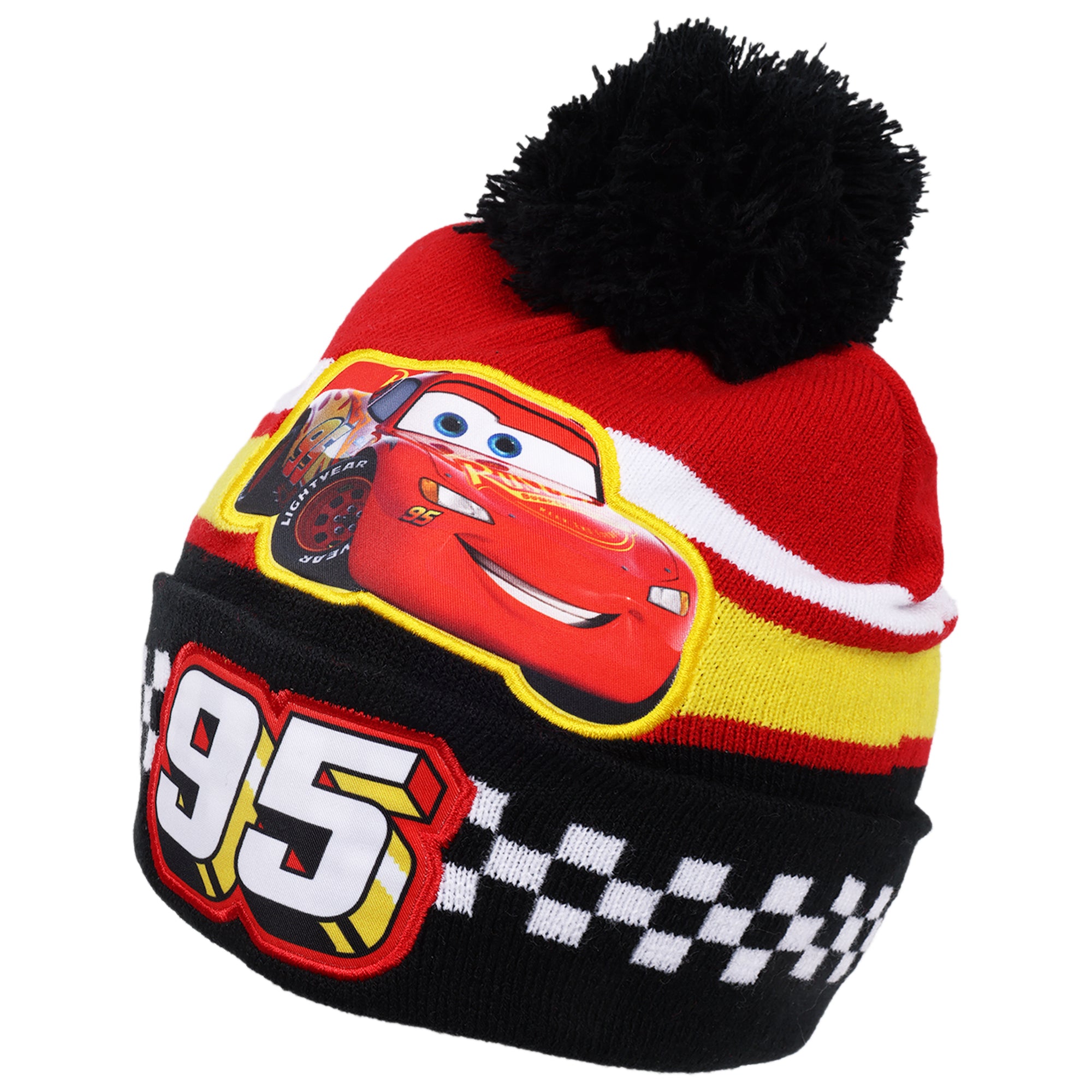 Disney Boys' Winter Hat - 2 Pack Lightning McQueen Pom Pom Beanie or Mickey Mouse Hat (4-7)