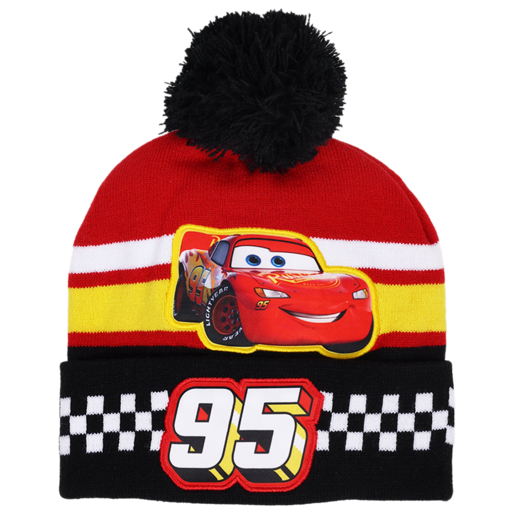 Disney Boys' Winter Hat - 2 Pack Lightning McQueen Pom Pom Beanie or Mickey Mouse Hat (4-7)