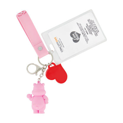 Concept One Care Bears ID Card and Badge Holder Keychain, Cheer Bear Wristlet with Key Ring, Pink