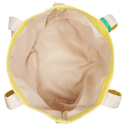 C & C California Citrus Fruit Print Cotton Canvas Tote with Contrast Trim & PU Charm