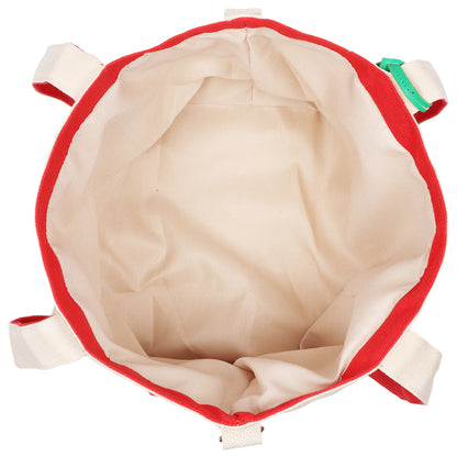 C & C California Cherry Print Cotton Canvas Tote with Contrast Trim & PU Charm