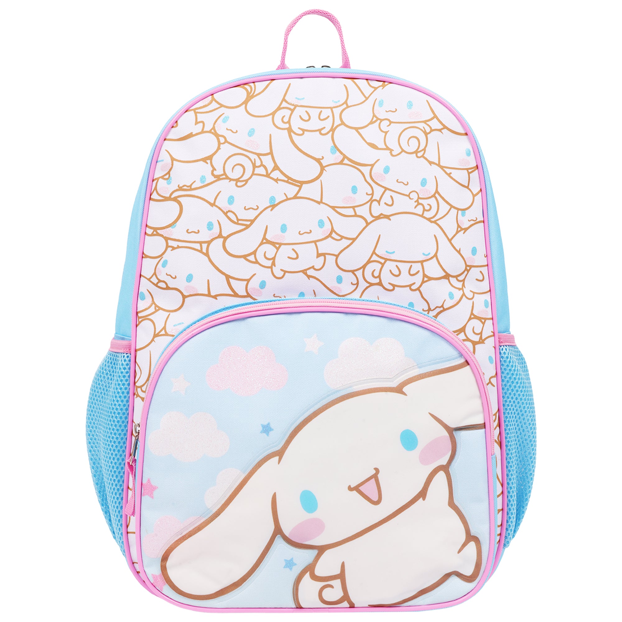 Sanrio Cinnamoroll Full-Size Bowler AOP Backpack – All-Over Print School Bag with Mesh Airflow Straps