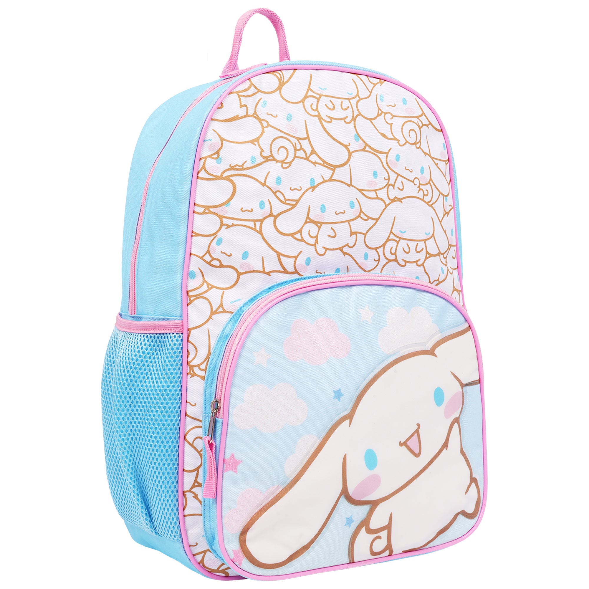 Sanrio Cinnamoroll Full-Size Bowler AOP Backpack – All-Over Print School Bag with Mesh Airflow Straps
