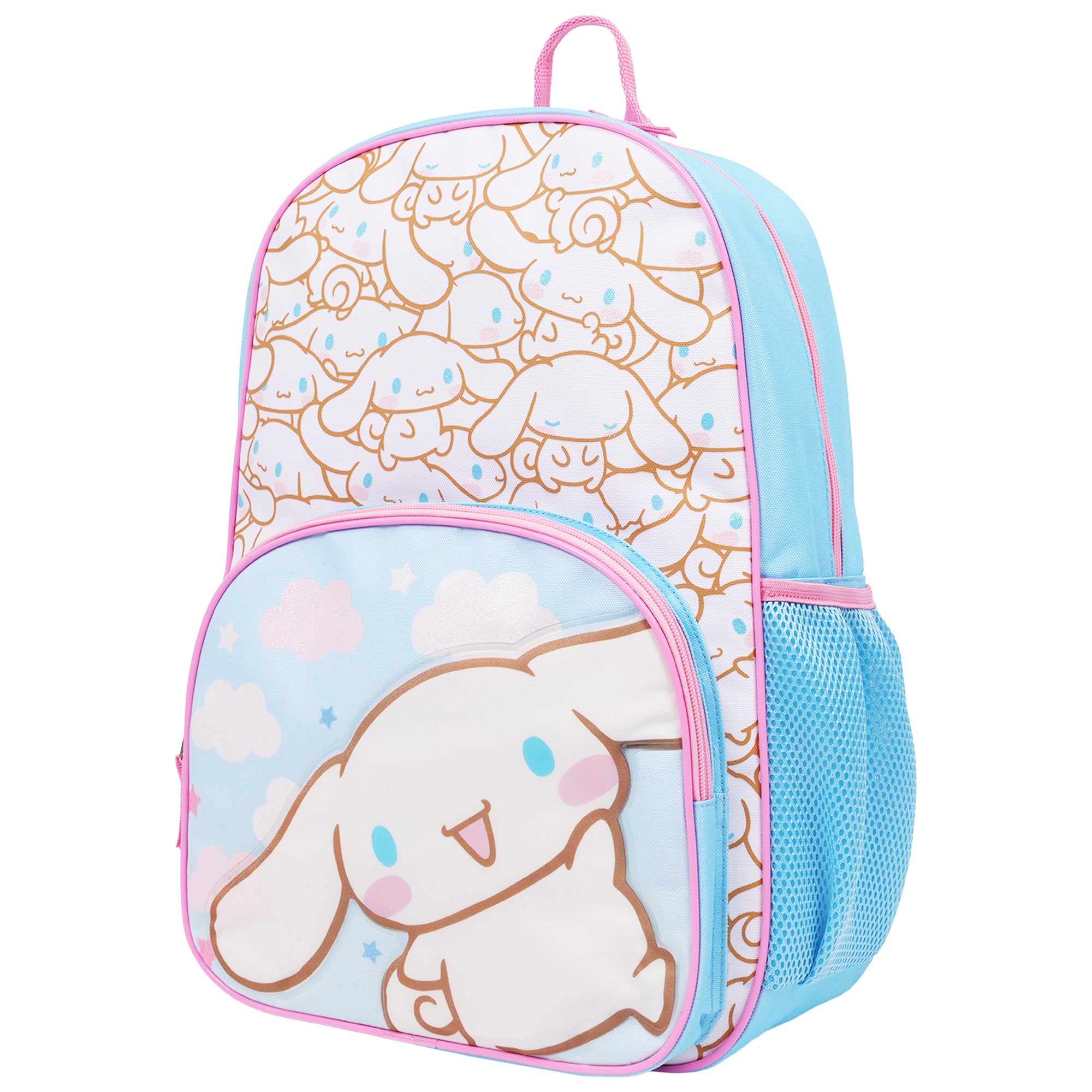 Sanrio Cinnamoroll Full-Size Bowler AOP Backpack – All-Over Print School Bag with Mesh Airflow Straps