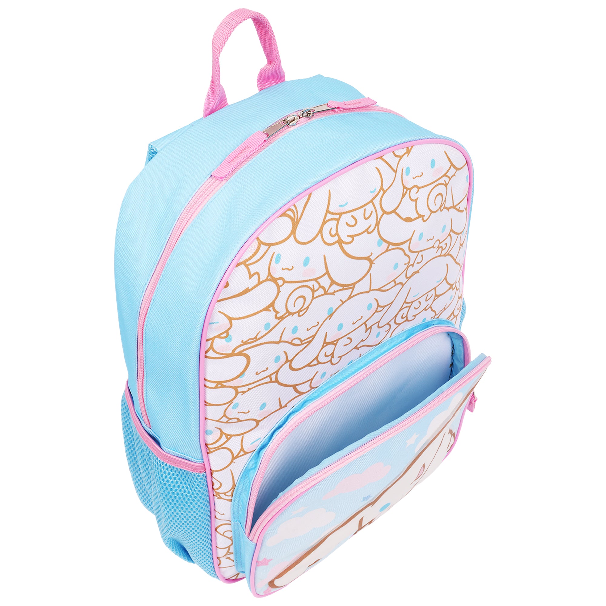 Sanrio Cinnamoroll Full-Size Bowler AOP Backpack – All-Over Print School Bag with Mesh Airflow Straps