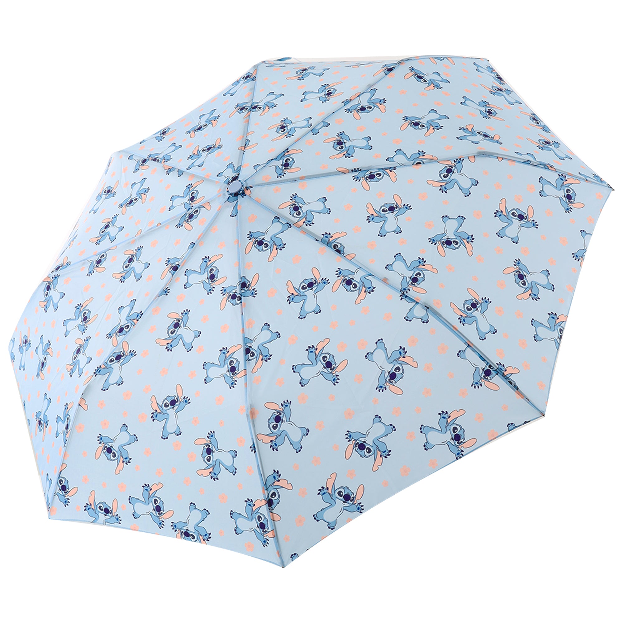 Disney Stitch Hands Up Floral Print Compact Umbrella | Officially Licensed