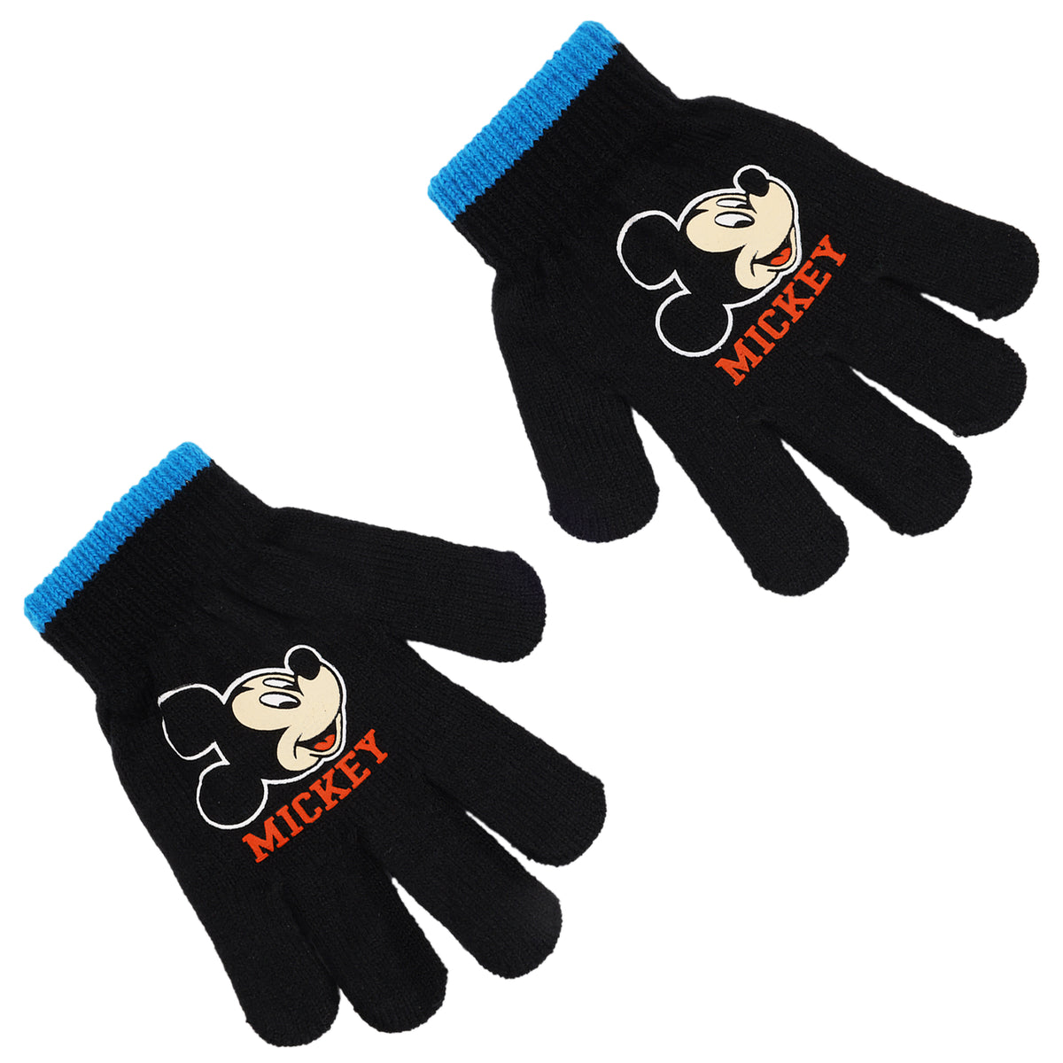 Disney Mickey Mouse Boys Winter Hat & 2-Pair Gloves Set – Blue, Ages 4–7