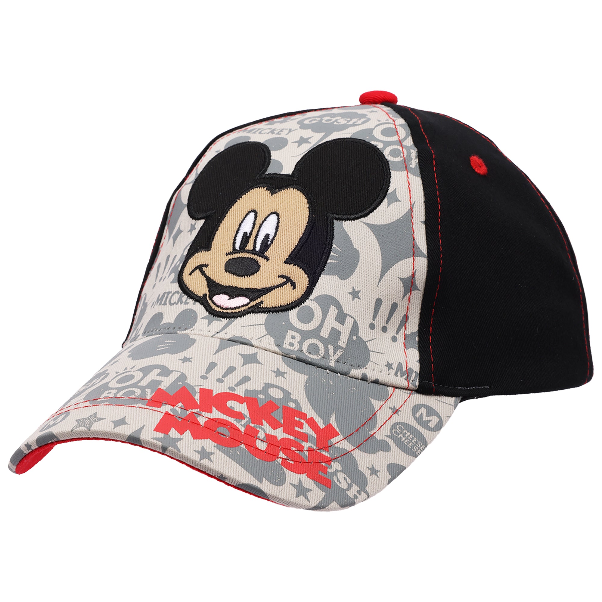 Disney Mickey Mouse “Oh Boy!” AOP Baseball Cap – Kids Snapback Hat with Embroidered Mickey - Ages 2-5