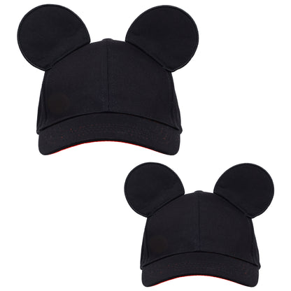 Disney Mickey Mouse Daddy & Me Baseball Cap Set – Matching Adjustable Ears Hats for Boys and Toddlers (Ages 2–4)