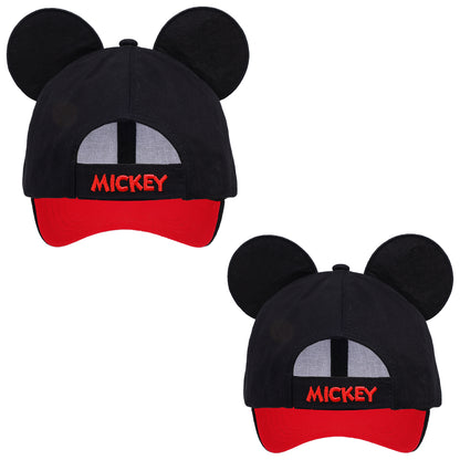 Disney Mickey Mouse Daddy & Me Baseball Cap Set – Matching Adjustable Ears Hats for Boys and Toddlers (Ages 2–4)