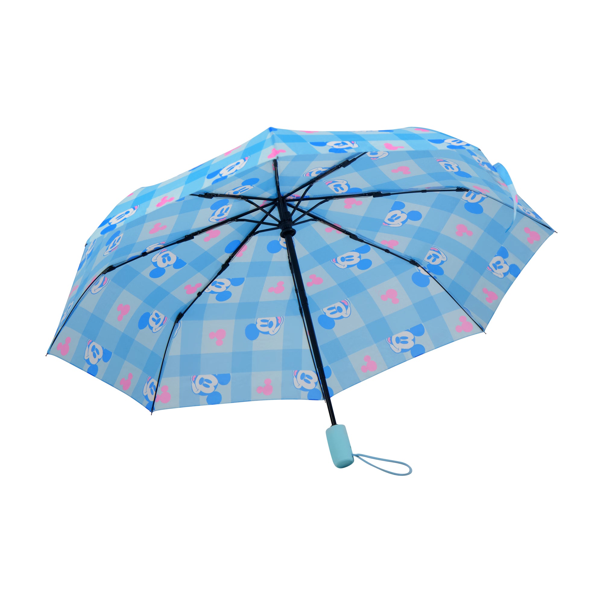 Disney Mickey Mouse Adult Rain Umbrella – 39" Automatic Folding, Compact & Travel-Friendly, Blue