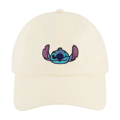 Disney Stitch Winky Face Embroidery Dad Cap,Khaki