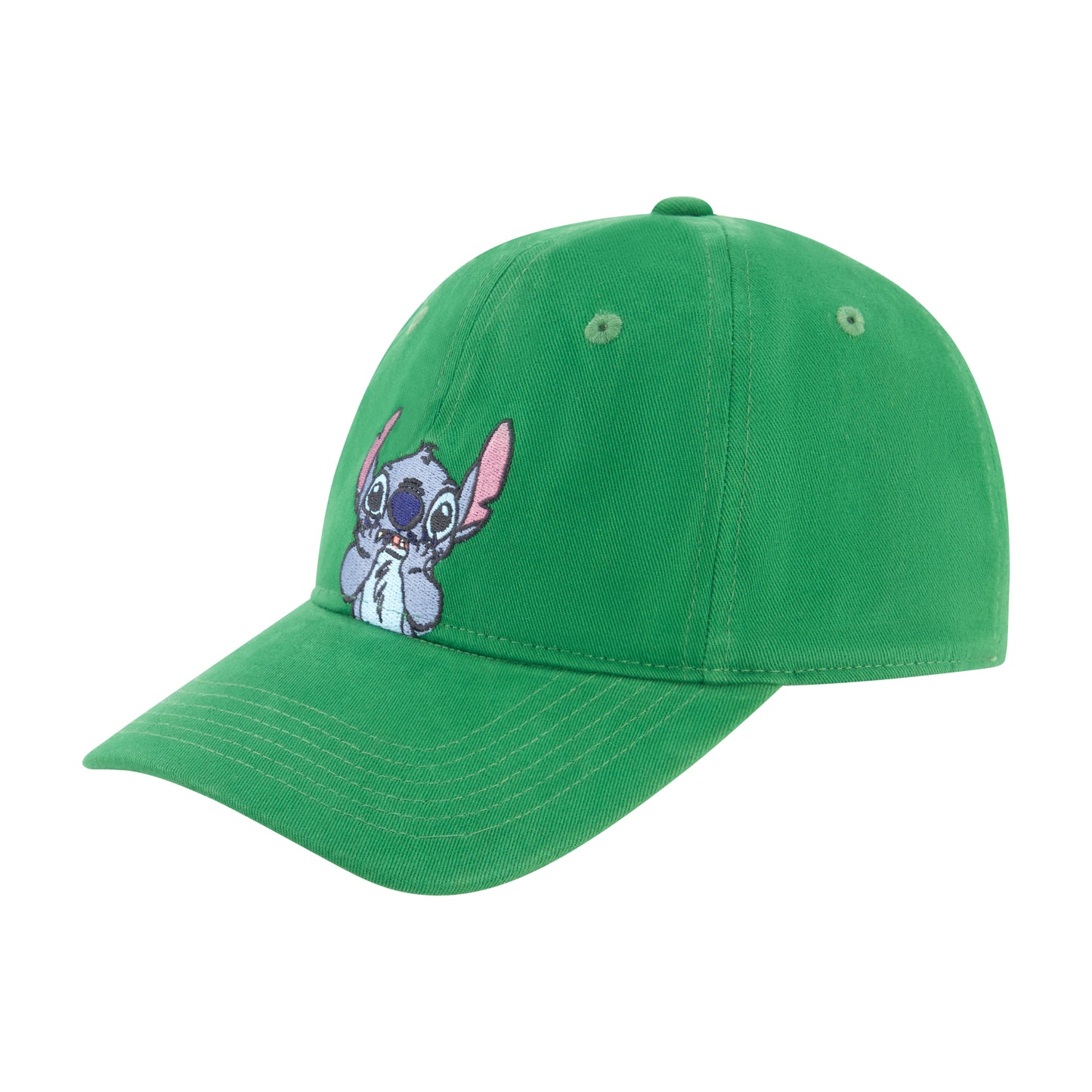 Disney Stitch Hands On Face Peek A Boo Dad Cap,Green