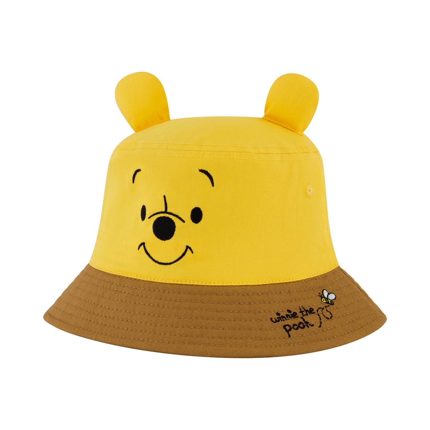 Disney Winnie The Pooh Bucket Hat, Packable Travel Hat with 3D Bear Ears, Wide Brim Summer Hat, Yellow, One Size