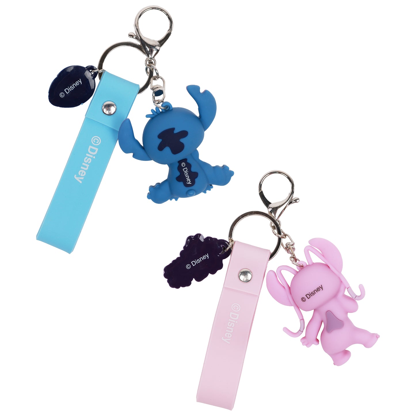 Disney Stitch & Angel Keychain Set – Officially Licensed 3D Character Lanyard Keychains