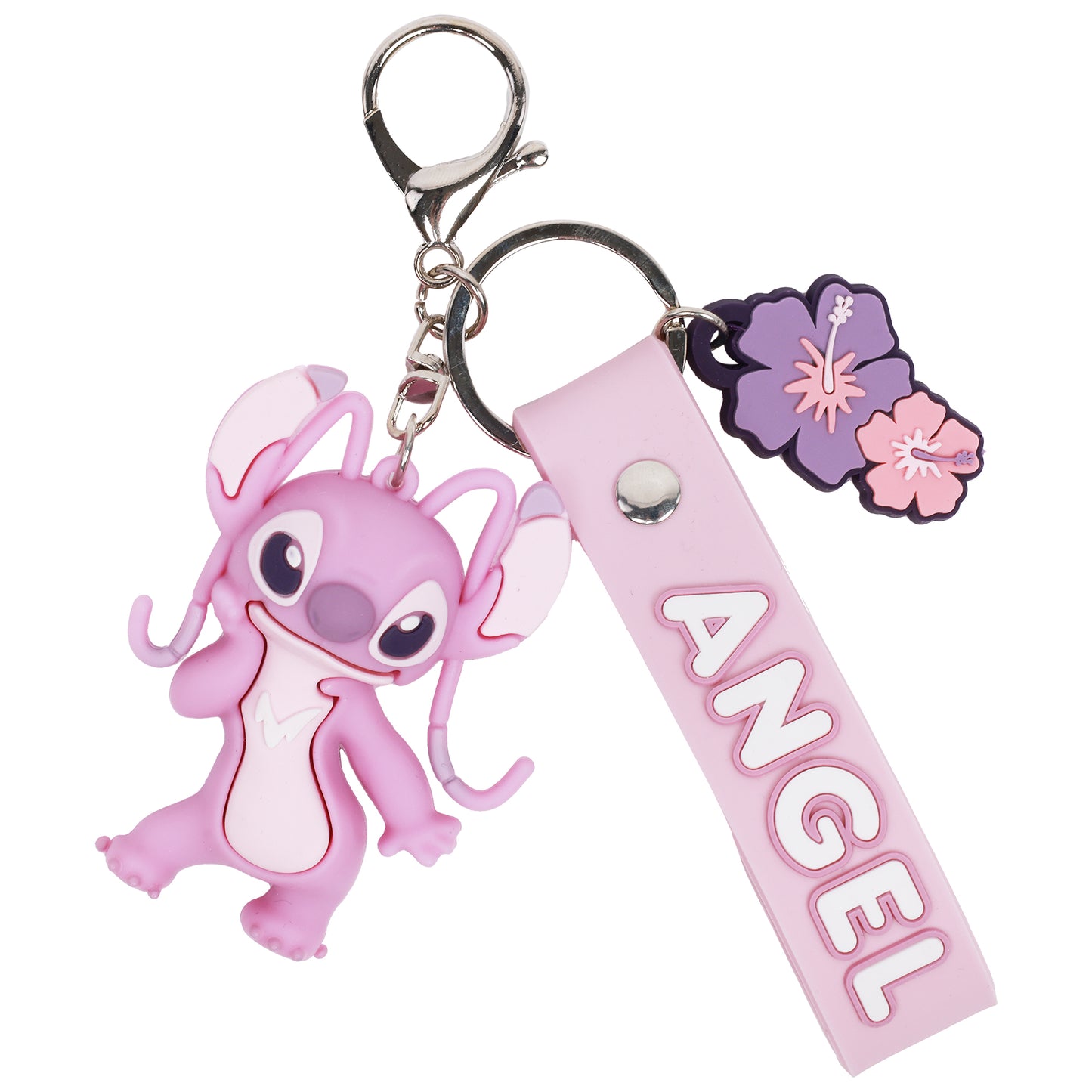Disney Stitch & Angel Keychain Set – Officially Licensed 3D Character Lanyard Keychains