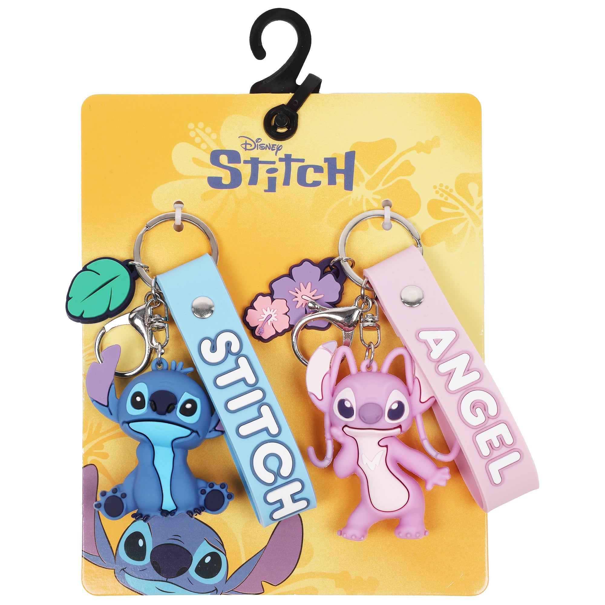 Disney Stitch & Angel Keychain Set – Officially Licensed 3D Character Lanyard Keychains