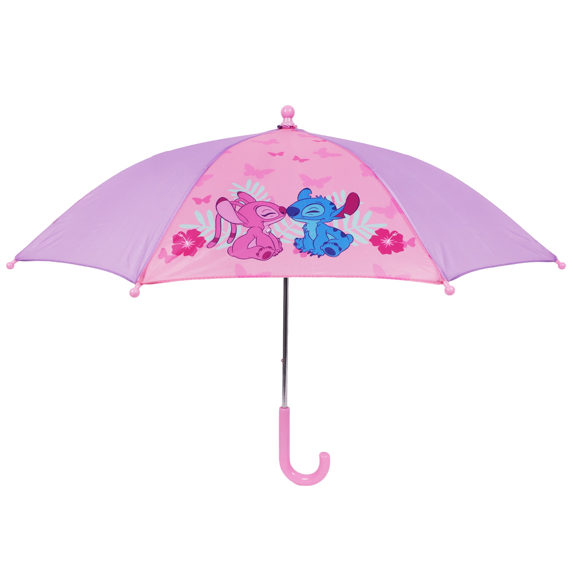 Disney Lilo & Stitch Stitch & Angel Kids Umbrella – 31” Arc, 8 Panel Pink & Purple Umbrella
