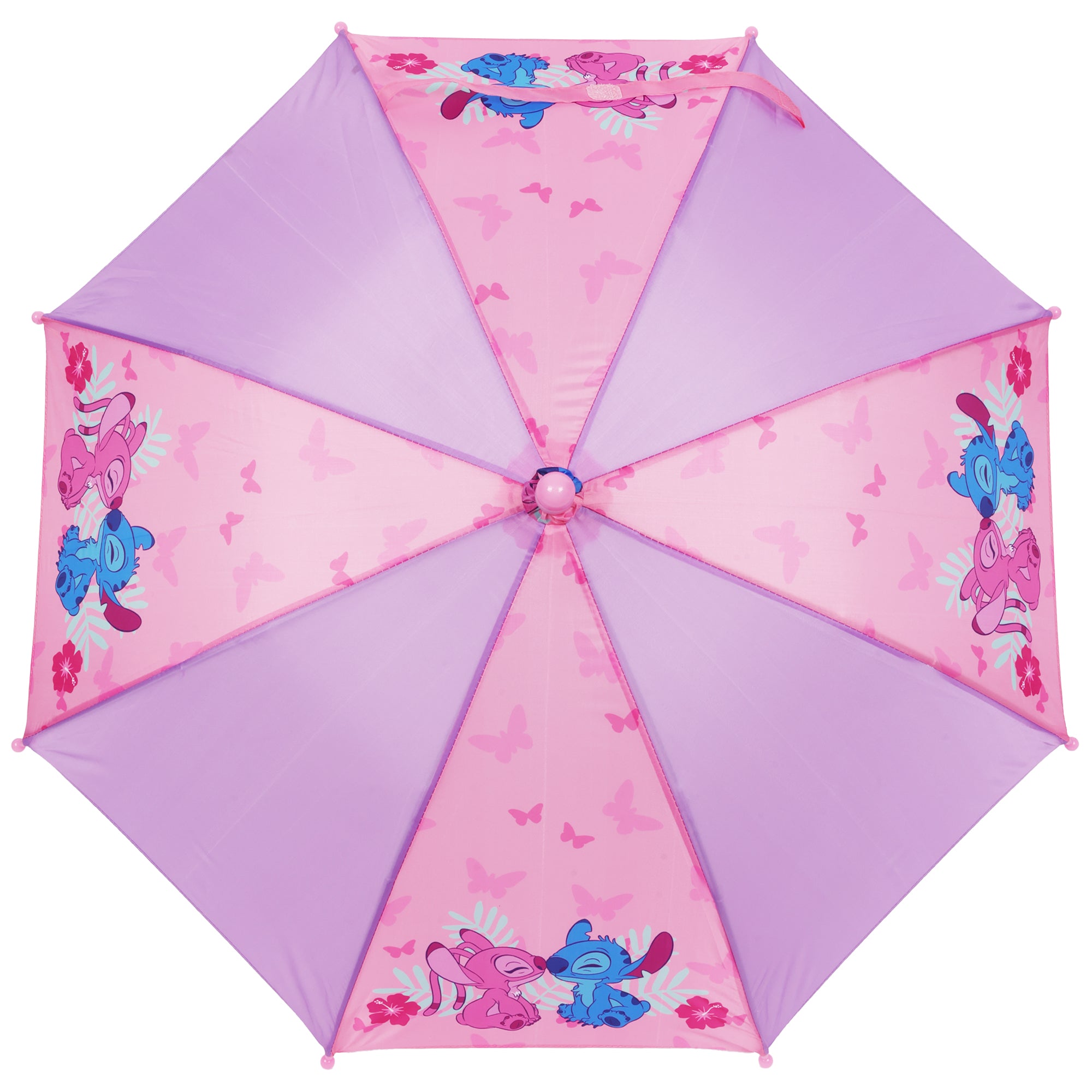 Disney Lilo & Stitch Stitch & Angel Kids Umbrella – 31” Arc, 8 Panel Pink & Purple Umbrella