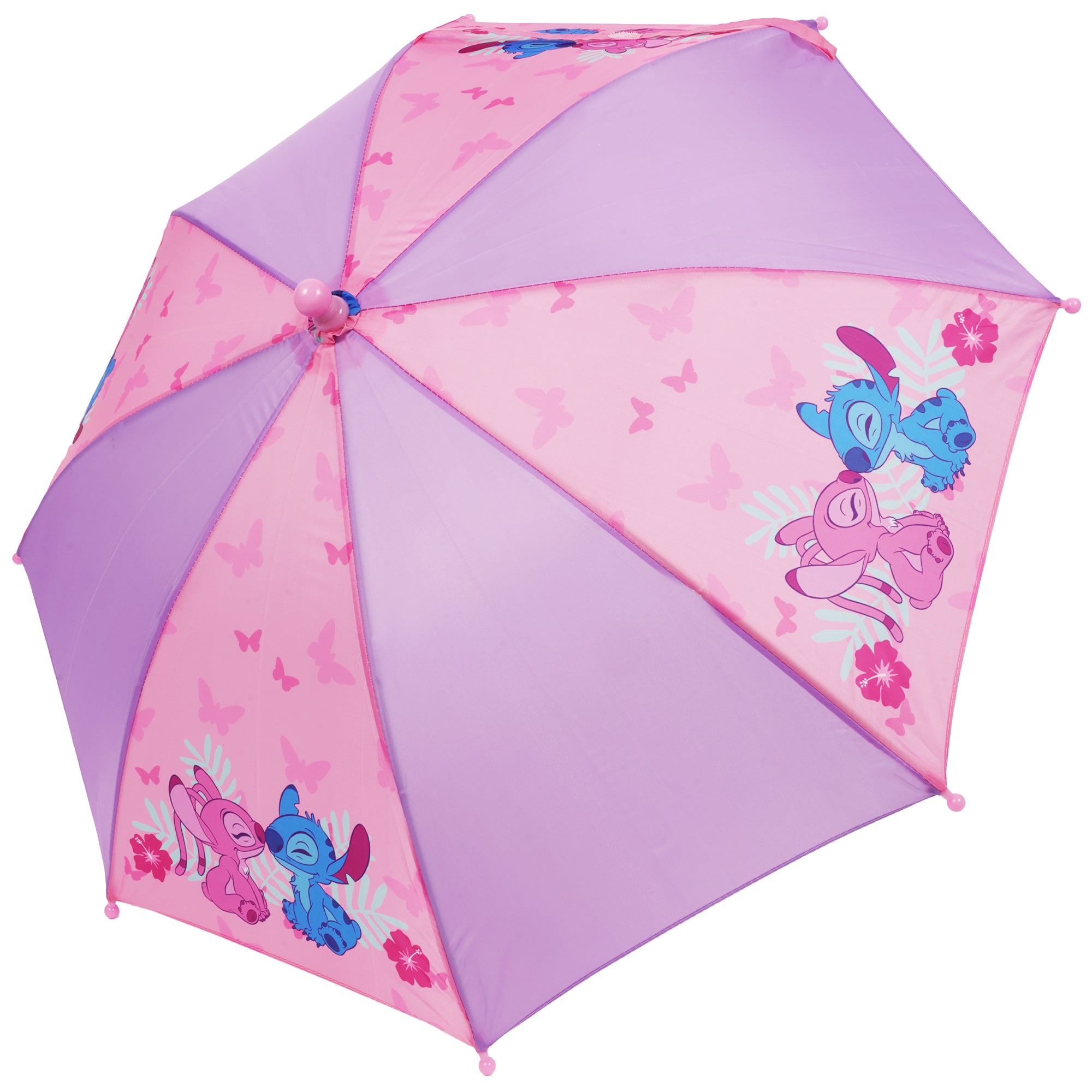Disney Lilo & Stitch Stitch & Angel Kids Umbrella – 31” Arc, 8 Panel Pink & Purple Umbrella