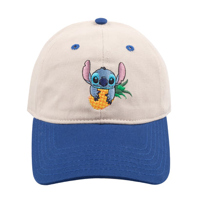 Disney Stitch Pineapple Two Tone Washed Dad Cap,Navy