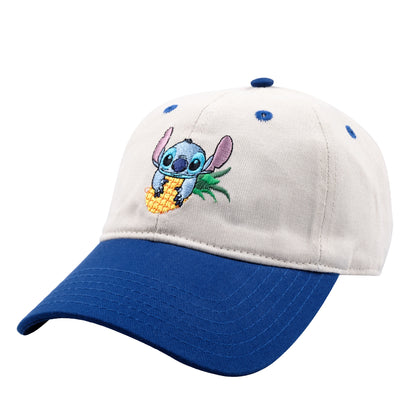 Disney Stitch Pineapple Two Tone Washed Dad Cap,Navy