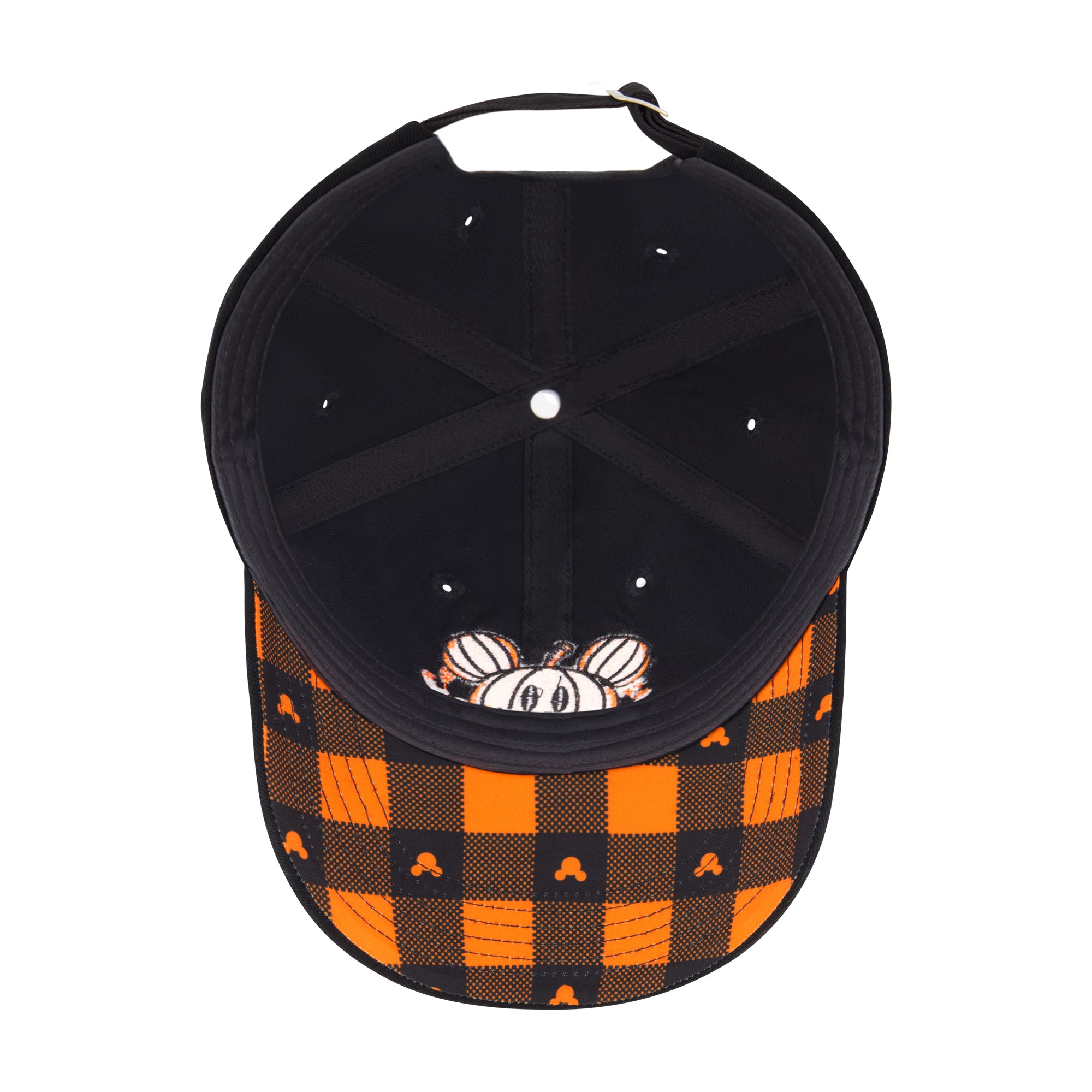 Disney Mickey Mouse Pumpkin Head With Plaid Underbrim Hat,Black