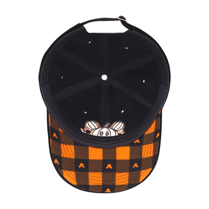 Disney Mickey Mouse Pumpkin Head With Plaid Underbrim Hat,Black