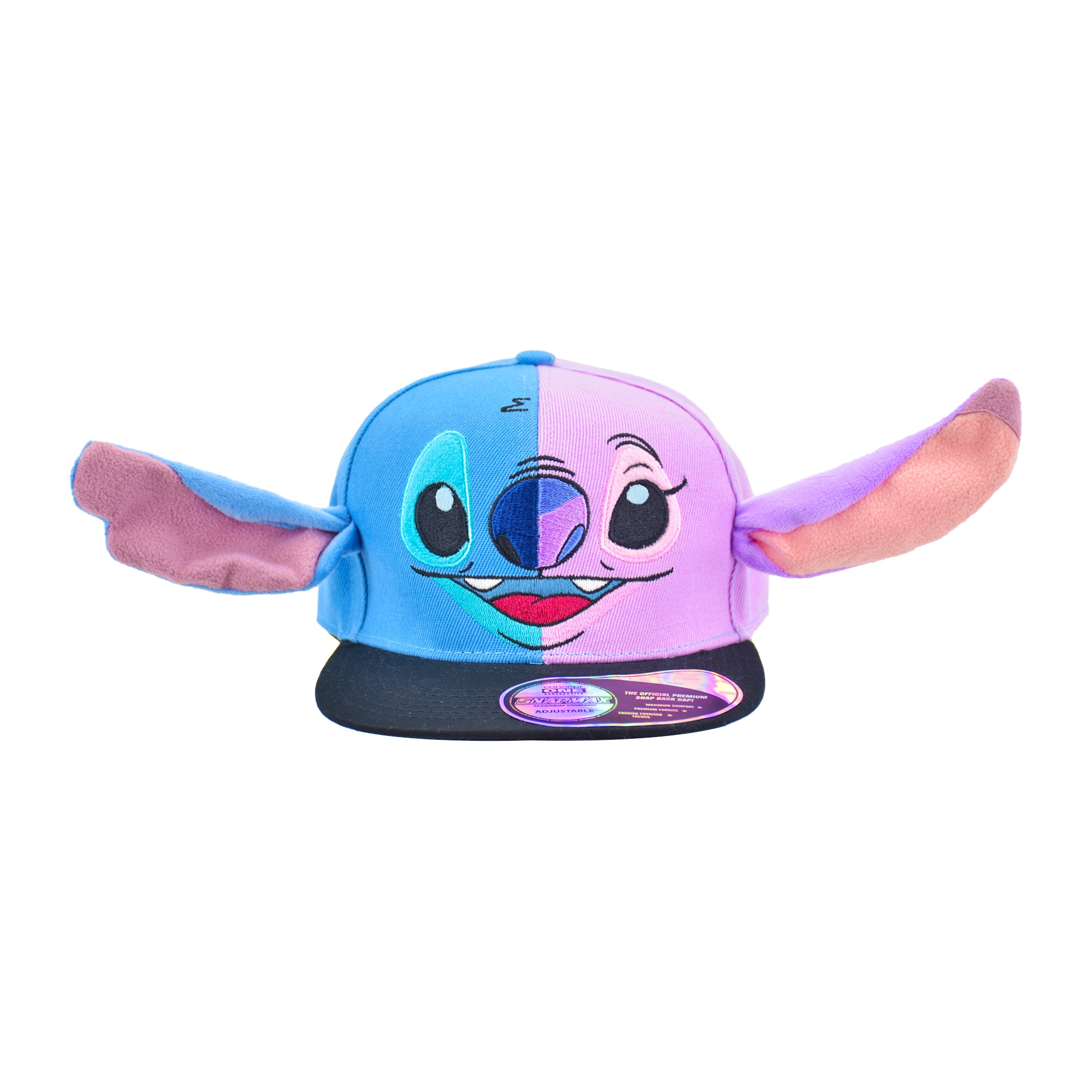 Disney Stitch Baseball Cap, Adjustable Flat Brim Snapback Hat with Flat Brim, One Size