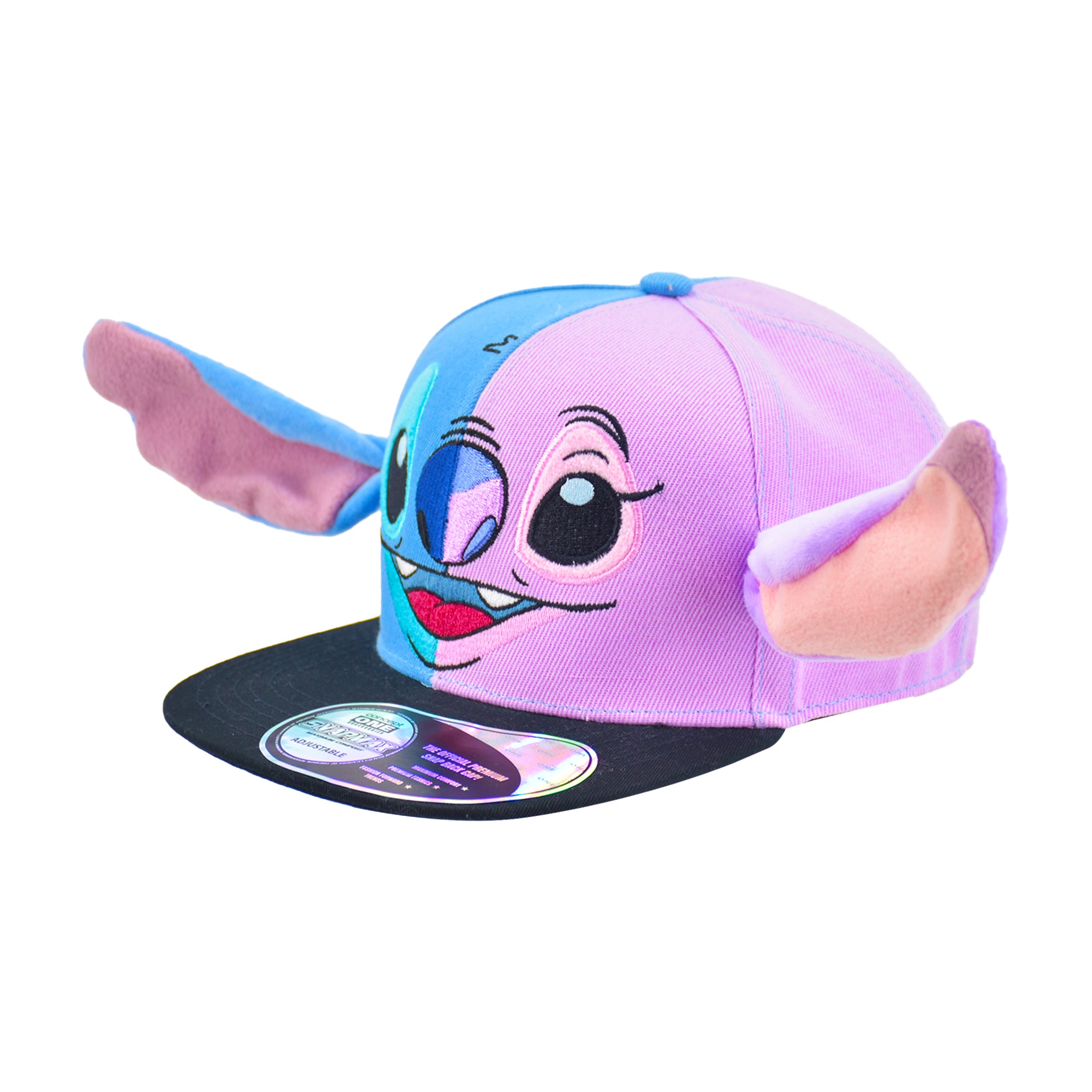 Disney Stitch Baseball Cap, Adjustable Flat Brim Snapback Hat with Flat Brim, One Size