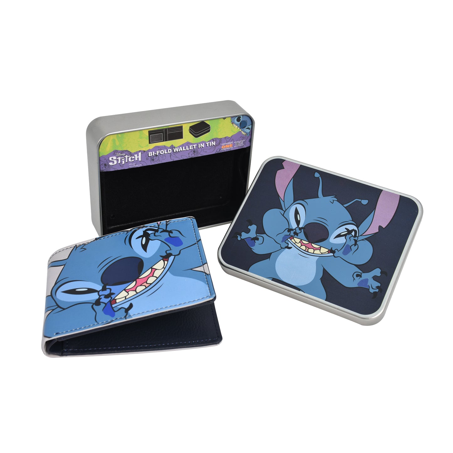 Disney's Stitch Bifold Wallet in a Decorative Tin Case Multi, Unisex