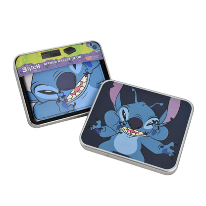 Disney's Stitch Bifold Wallet in a Decorative Tin Case Multi, Unisex