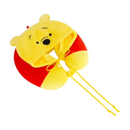 Disney Winnie The Pooh Hooded Neck Pillow, Memory Foam Travel Accessories for Airplane, Car, and Office, Comfortable and Breathable, Orange