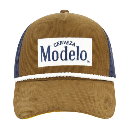 Cerveza Modelo Corduroy Trucker Hat with Rope Detail – Adjustable Mesh Snapback